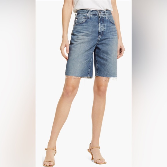 AG Adriano Goldschmied Kerah Raw Hem Denim Shorts